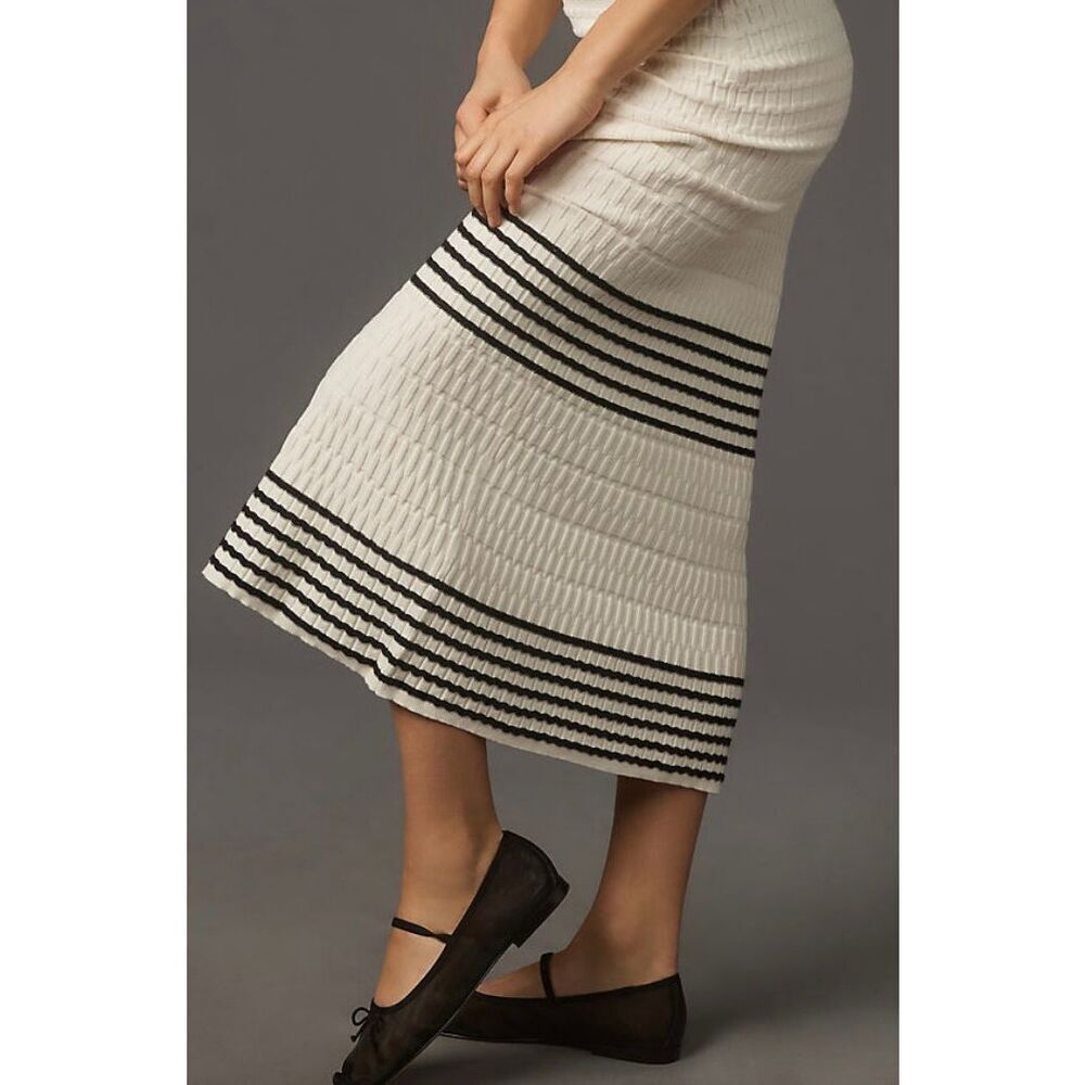 Anthropologie The Aimee Slim Ribbed Knit Midi Dress in White Size XL - Picture 11 of 12
